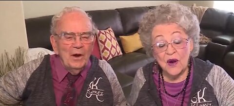 Couple wears matching outfits 70 years