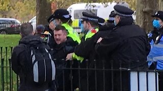 Tommy Robinson crying after being arrested at Hyde Park for carrying an offensive weapon