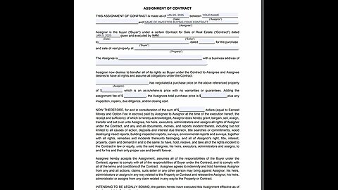 JAN 22 2023 - ASSIGNMENT OF REAL ESTATE CONTRACT EXAMPLE