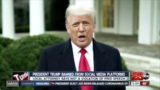 President Trump banned from social media platforms: local attorney says it's not a violation of free speech
