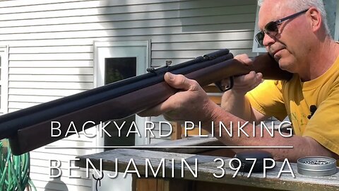 Backyard plinking with my Benjamin 397PA .177 multi pump pellet rifle Crosman premier hollow points