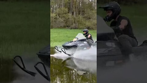 Snowmobile Water Skips Entire Pond & sinks😳