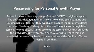 Persevering for Personal Growth Prayer (Prayer for Perseverance)