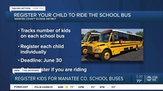 Manatee County Schools asking parents to register children to ride school bus for upcoming year