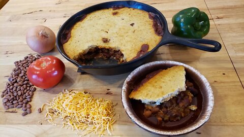 Chili Cornbread Skillet Bake Casserole - One Pot Meal - The Hillbilly Kitchen