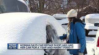 Woman says car repair shop has had her car for a year and hasn't fixed it