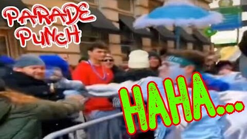 HAHA... Liberal Punched in Face Trying to Steal Trump Flag at New Years Parade!