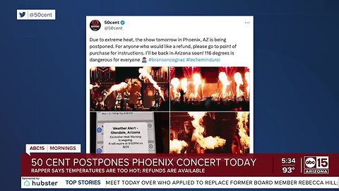 50 Cent postpones Tuesday concert in Phoenix over Excessive Heat Warning