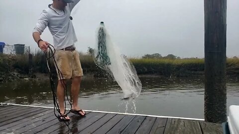 Cast Netting on the Stono River in Charleston Fall Time