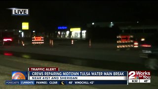 Crews repairing midtown Tulsa water main break
