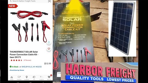 NEW 12V Harbor Freight THUNDERBOLT SOLAR PowerConnection Cable Kit - Item 59171