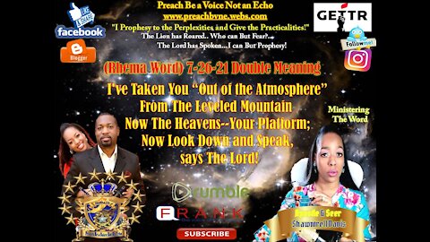 (Rhema Word)7-26-21 I've Taken You “Out of the Atmosphere, Look Down & Speak, Says The Lord!