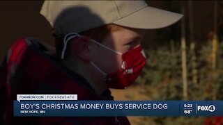 A boy uses his Christmas money to buy a service dog for another child