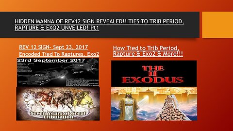 Hidden Manna of REV12Sign & How Tied to Trib Period, Rapture, 2nd Exo & More! Pt1