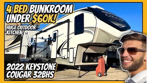 4 Bunk Beds AND a HUGE Outdoor Kitchen! 2022 Keystone Cougar 32BHS