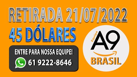 Retirada de 45.00 Dólares na A9 Buy - Saque A9 21-07-2022