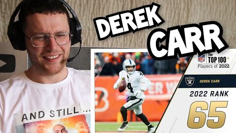 Rugby Player Reacts to DEREK CARR (Las Vegas Raiders, QB) #65 NFL Top 100 Players in 2022
