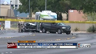Crash injures 9 people Saturday