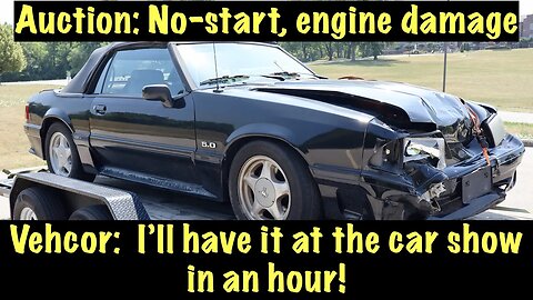 Rebuilding a totaled 1993 Mustang GT convertible with engine damage.