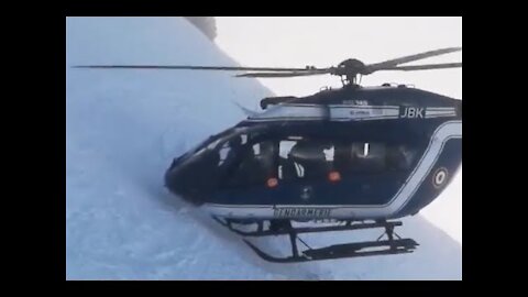 French Gendarmerie Helicopter in Chamonix Rescues Skier