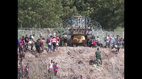 TX is installing a makeshift temp. border wall as federal agents rip down razor wire.
