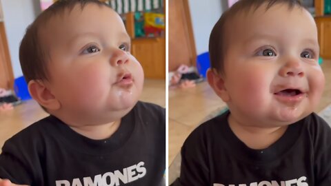 Baby Speaks First Full Sentence After Trying Chocolate For The First Time