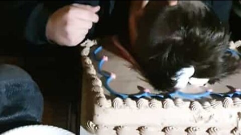 Birthday boy ingeniously avoids cake prank