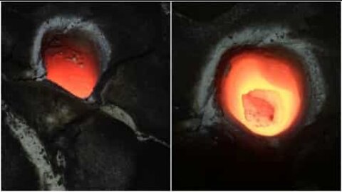 Lava annihilates tree and opens hole