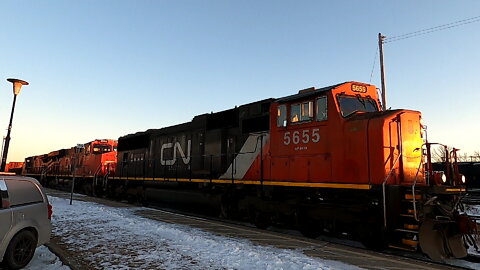 Manifest Train With CN 5655 CN 2265 & BC Rail 4652 Westbound In Sarnia