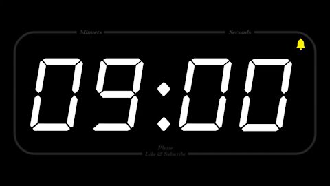 9 MINUTES TIMER WITH ALARM Full HD COUNTDOW