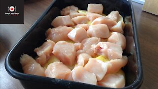 Chicken breast and potatoes baked in the oven