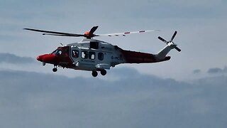 Dramatic Air Sea Helicopter Rescue - Heroic Practicing off the Seaside Coast of Hayling Island, UK