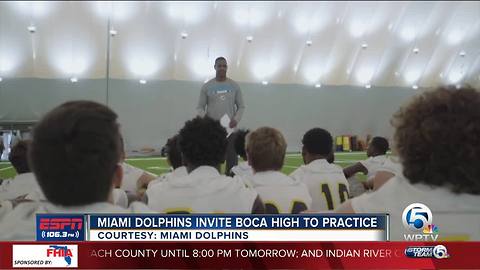 Miami Dolphins host Boca Raton High School at OTA practice