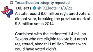 Texas Voters--If You Don't Vote, We Lose Our Country