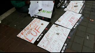 Lephalale Unemployment Forum from Limpopo protests outside Luthuli House (c7t)