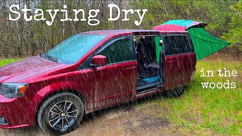 🌧Solo Car Camping during a RAIN Storm! (First time using the Tarp)