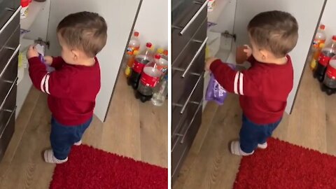 Kid Finds Chocolate In The Kitchen, Runs Away With The Goods