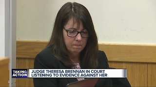 Judge Theresa Brennan in court listening to evidence against her