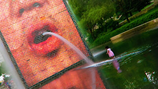 Hosed-down at Crown Fountain, Chicago