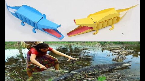 How to make 3D paper crocodile - 3D Paper Craft