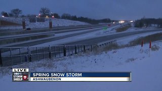 April snowy road conditions