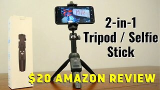 $20 Amazon Review - 3 in 1 Tripod / Selfie Stick that extends 40" & bluetooth remote. iPhone Android