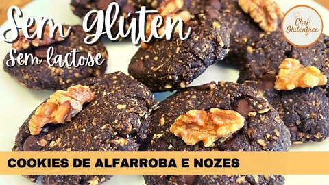 Cookies de Alfarroba com Nozes - Sem Glúten e Sem Lactose