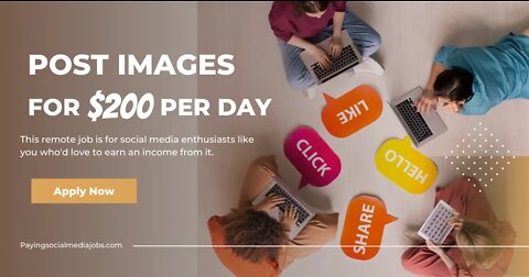 Post images on Social media for $200 per day from Home