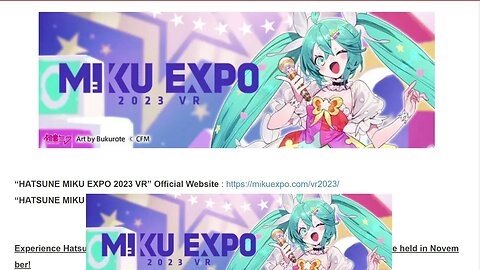 Miku Expo 2023 VR Livestream Date Announced
