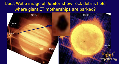 Does Webb image of Jupiter show rock debris where giant ET Motherships are parked?