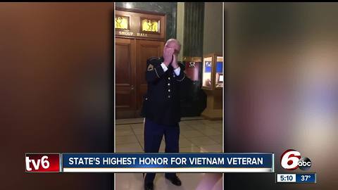 Vietnam veteran awarded Indiana's Sachem Award by Governor Holcomb