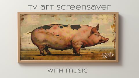 Prim Style Painting Of A Pig Standing In A Field Piano Music