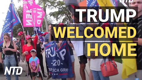 Crowd Lines Up to Welcome Trump Home | NTD