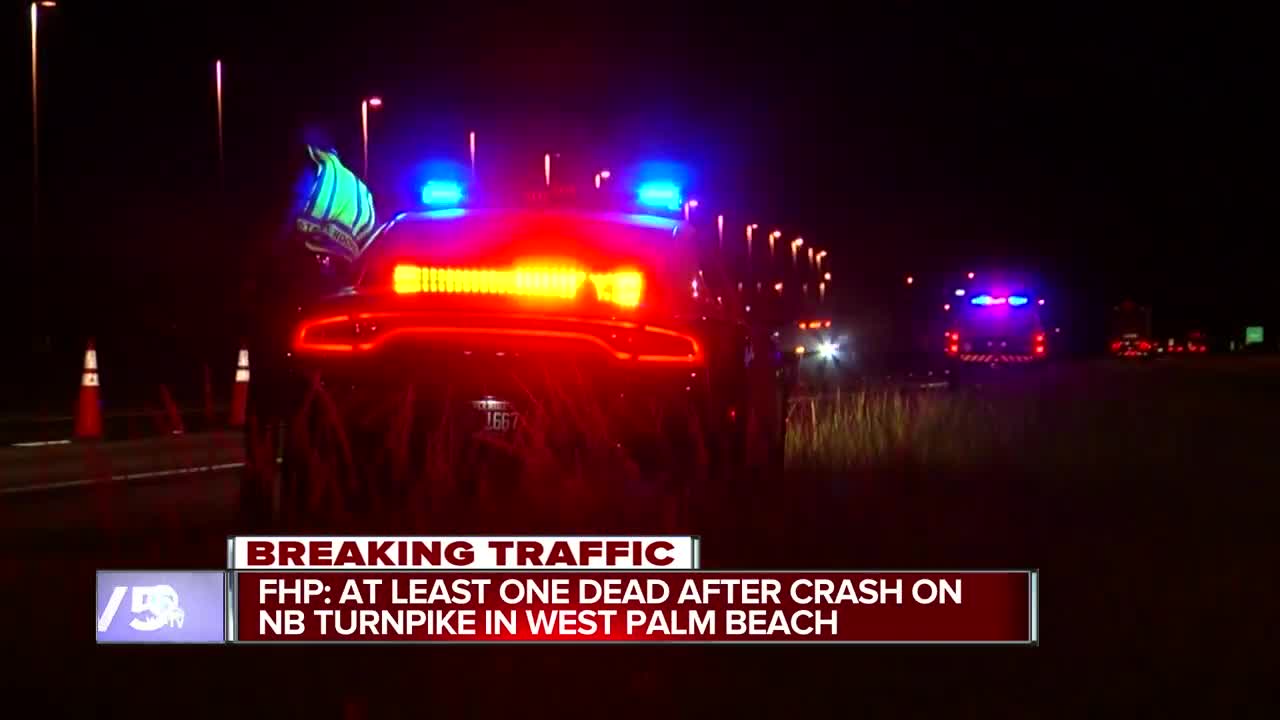 Deadly crash early Friday morning on the Turnpike in central Palm Beach County